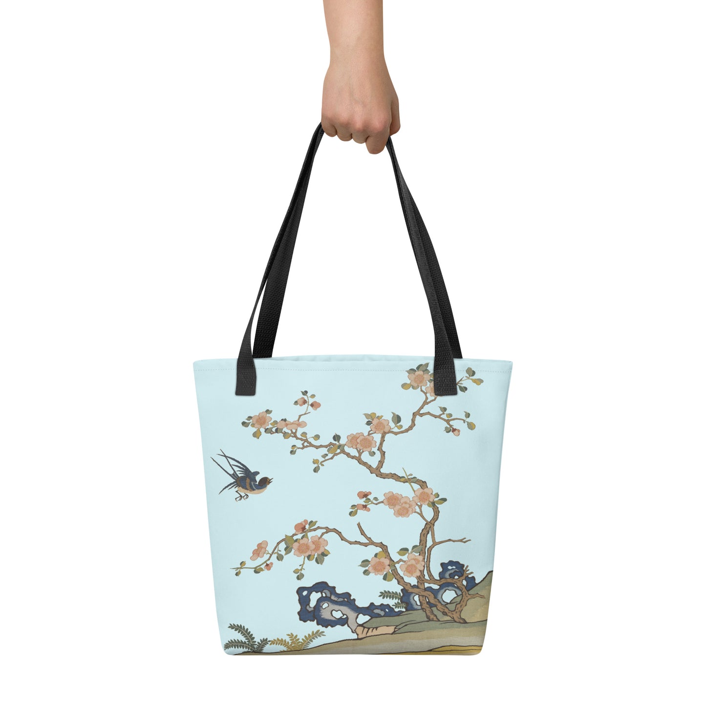 Kesi Flower Album｜Swallow in Flight, Harbinger of Spring｜Tote bag｜Aqua blue