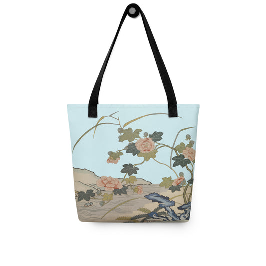 Kesi Flower Album｜Hibiscus by the Water｜Tote bag｜Aqua blue