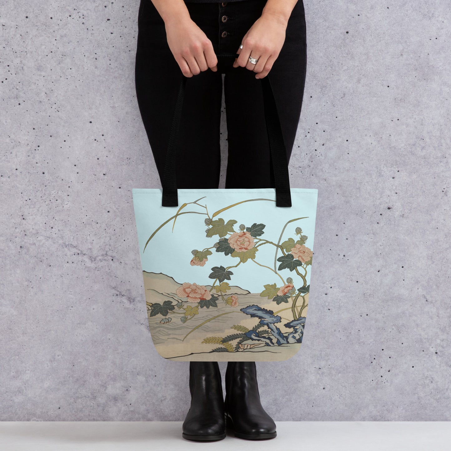 Kesi Flower Album｜Hibiscus by the Water｜Tote bag｜Aqua blue