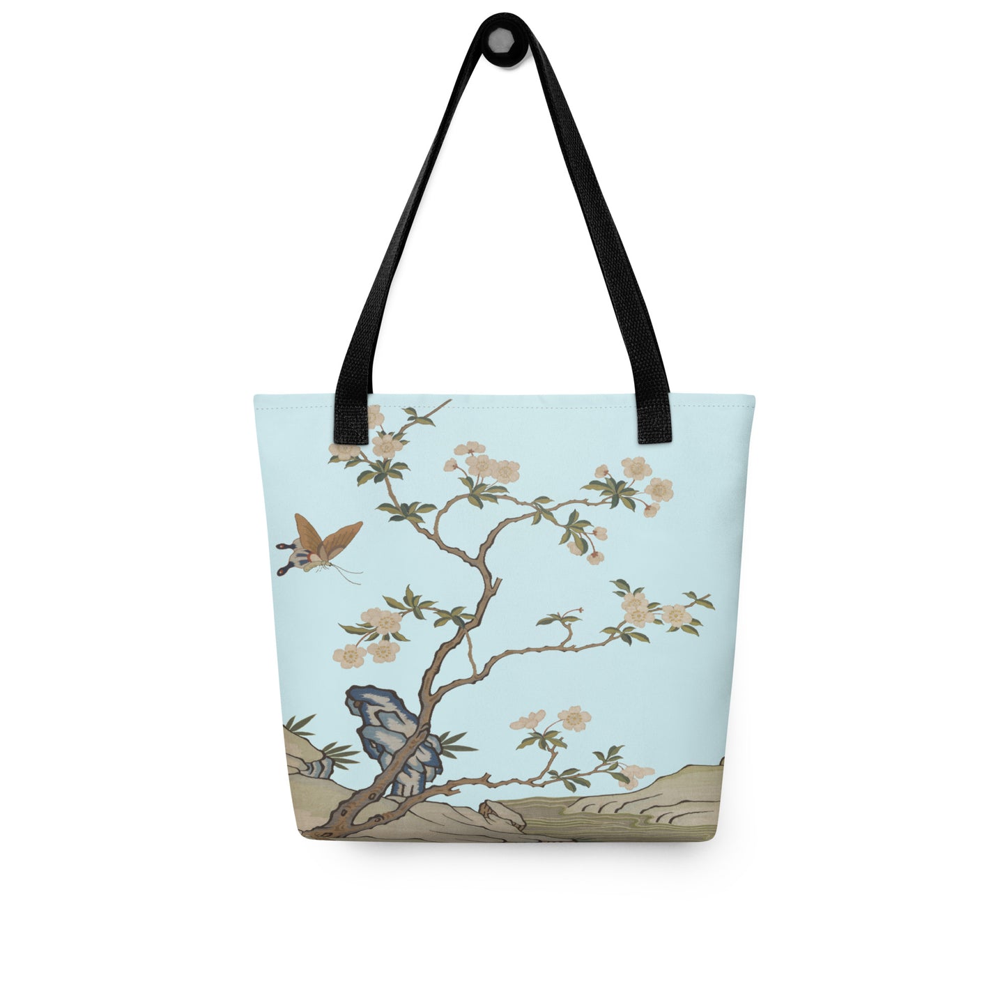 Kesi Flower Album｜Plum Blossoms and Butterfly｜Tote bag｜Aqua blue