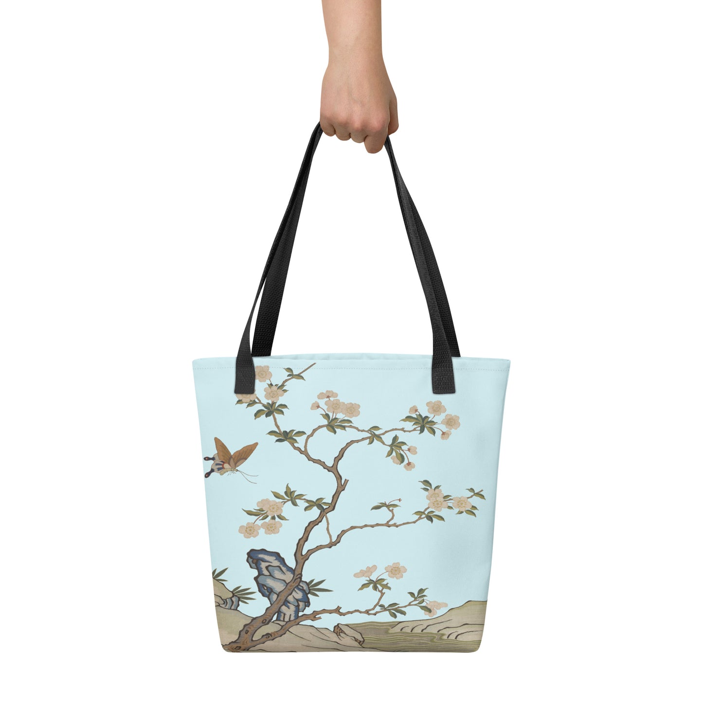 Kesi Flower Album｜Plum Blossoms and Butterfly｜Tote bag｜Aqua blue