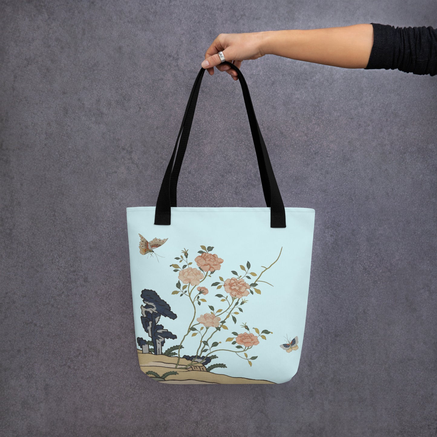 Kesi Flower Album｜Red Roses｜Tote bag｜Aqua blue