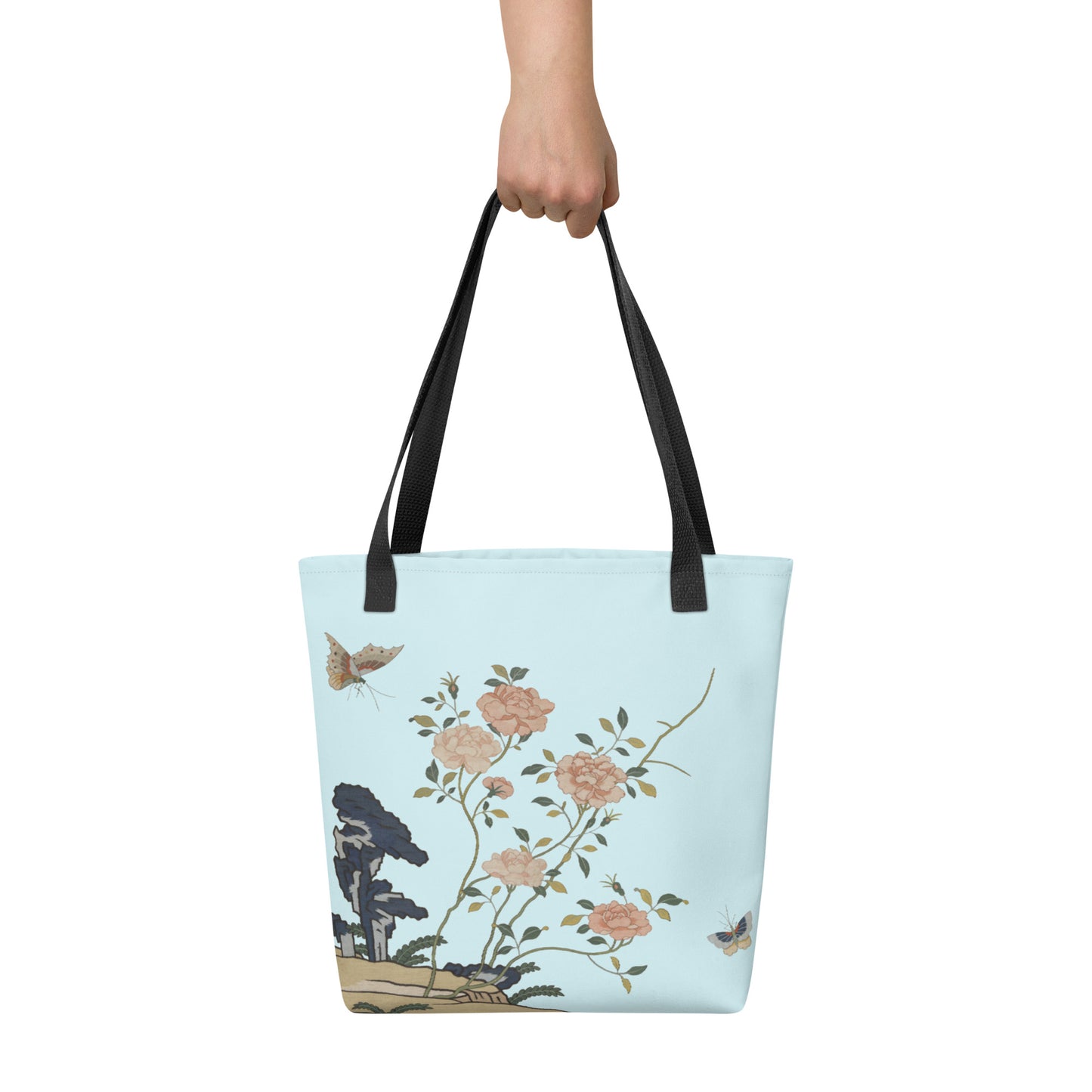 Kesi Flower Album｜Red Roses｜Tote bag｜Aqua blue