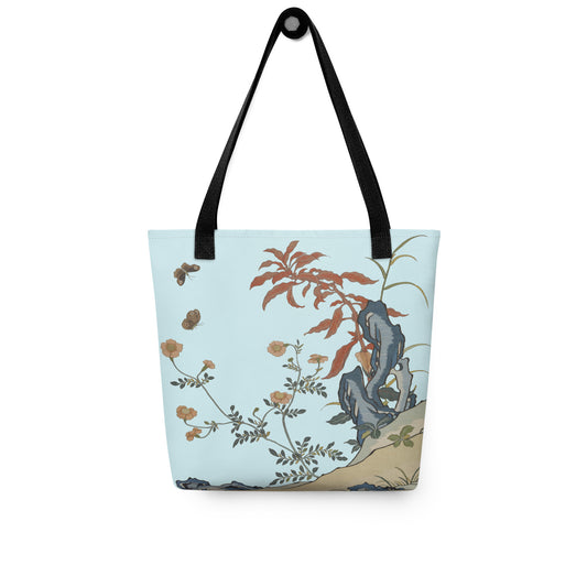 Kesi Flower Album｜Butterflies and Flowers｜Tote bag｜Aqua blue