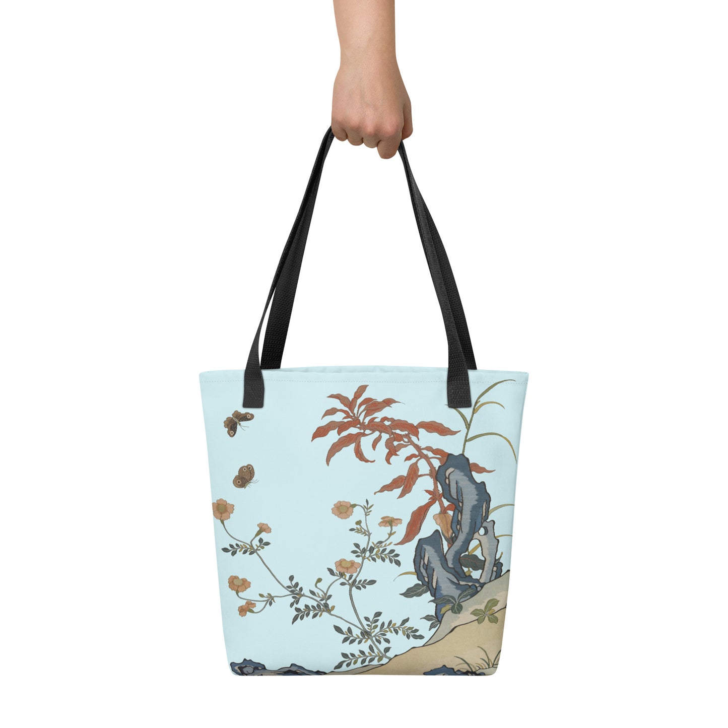 Kesi Flower Album｜Butterflies and Flowers｜Tote bag｜Aqua blue