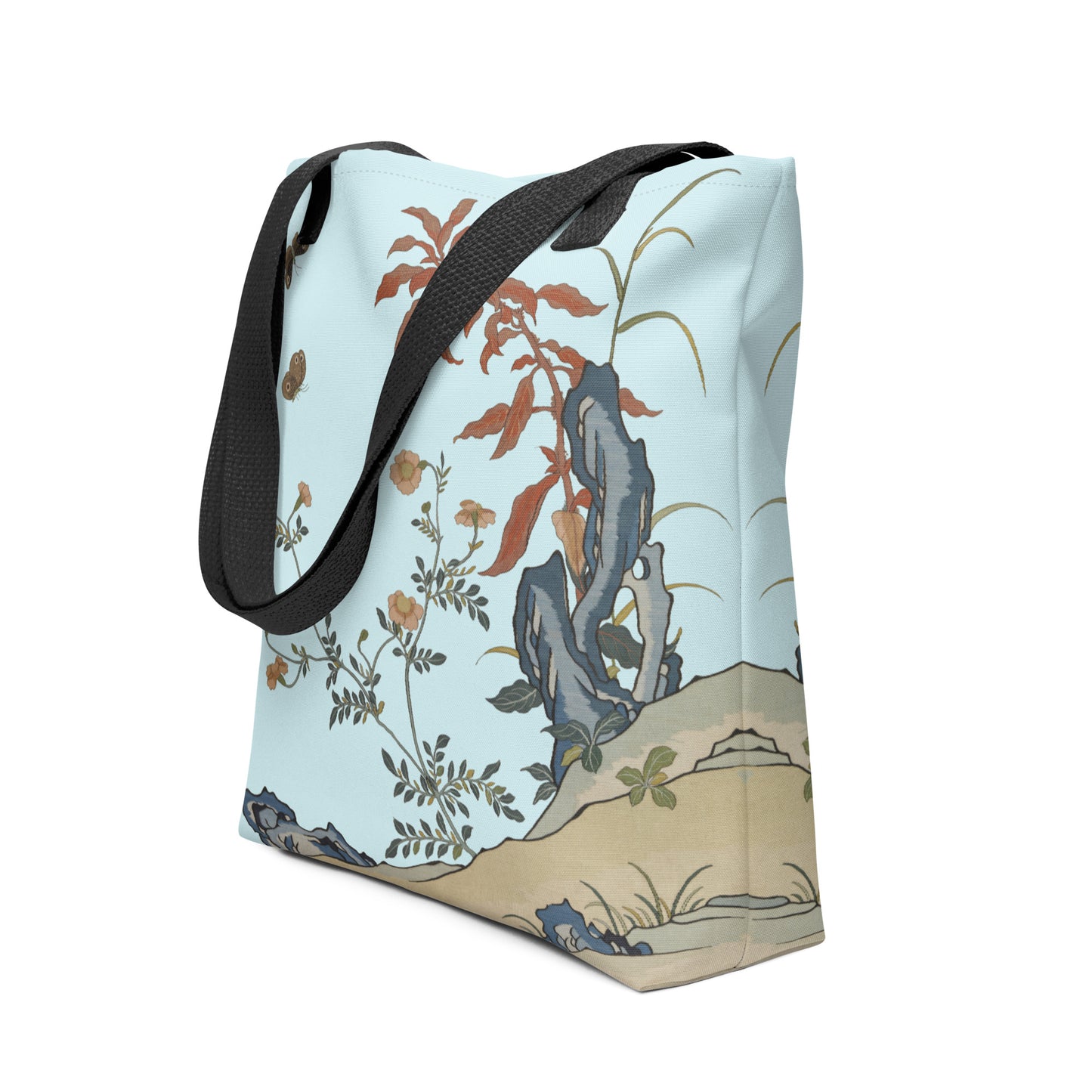 Kesi Flower Album｜Butterflies and Flowers｜Tote bag｜Aqua blue