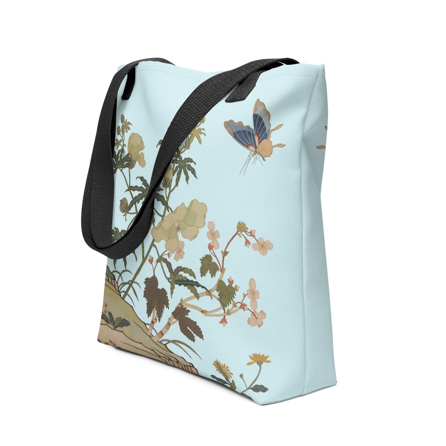 Kesi Flower Album｜Hibiscus and Begonia Blossoms｜Tote bag｜Aqua blue