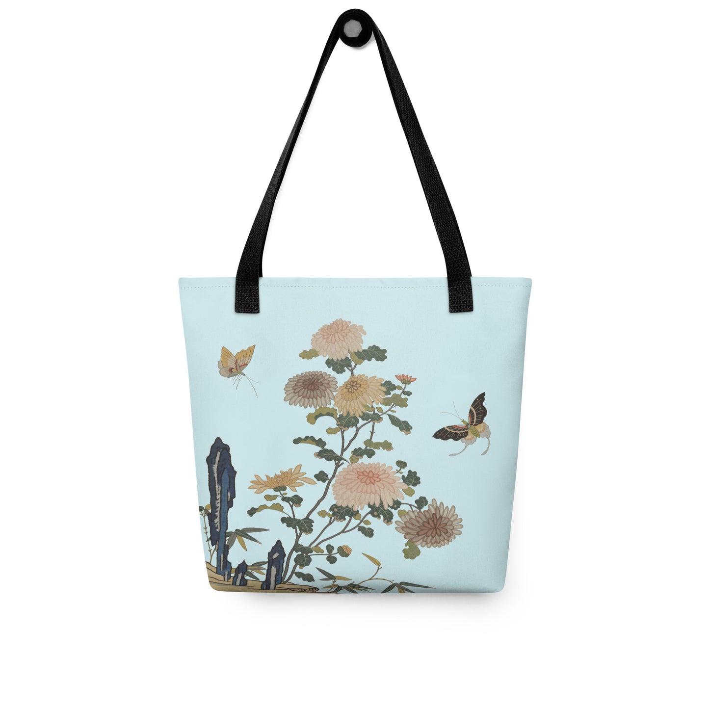 Kesi Flower Album｜Chrysanthemums and Butterflies｜Tote bag｜Aqua blue