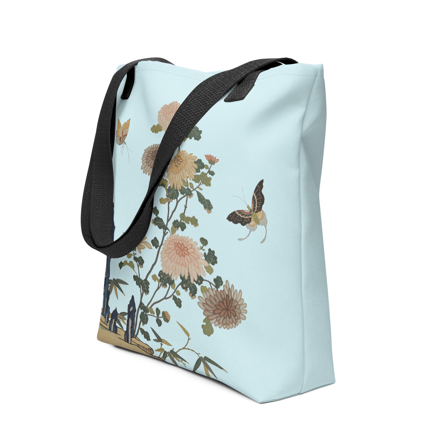 Kesi Flower Album｜Chrysanthemums and Butterflies｜Tote bag｜Aqua blue