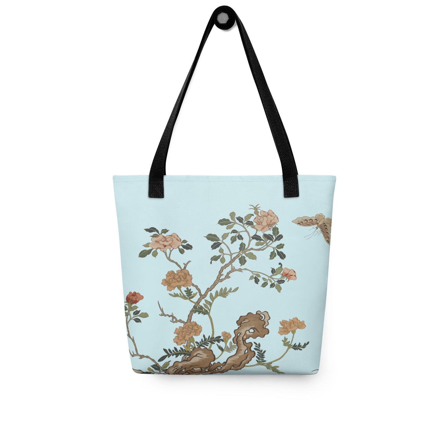 Kesi Flower Album｜Camellia and Butterfly｜Tote bag｜Aqua blue