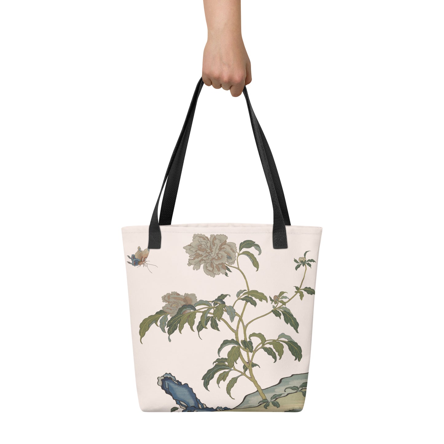 Kesi Flower Album｜Peonies and Butterfly｜Tote bag｜Fish belly white