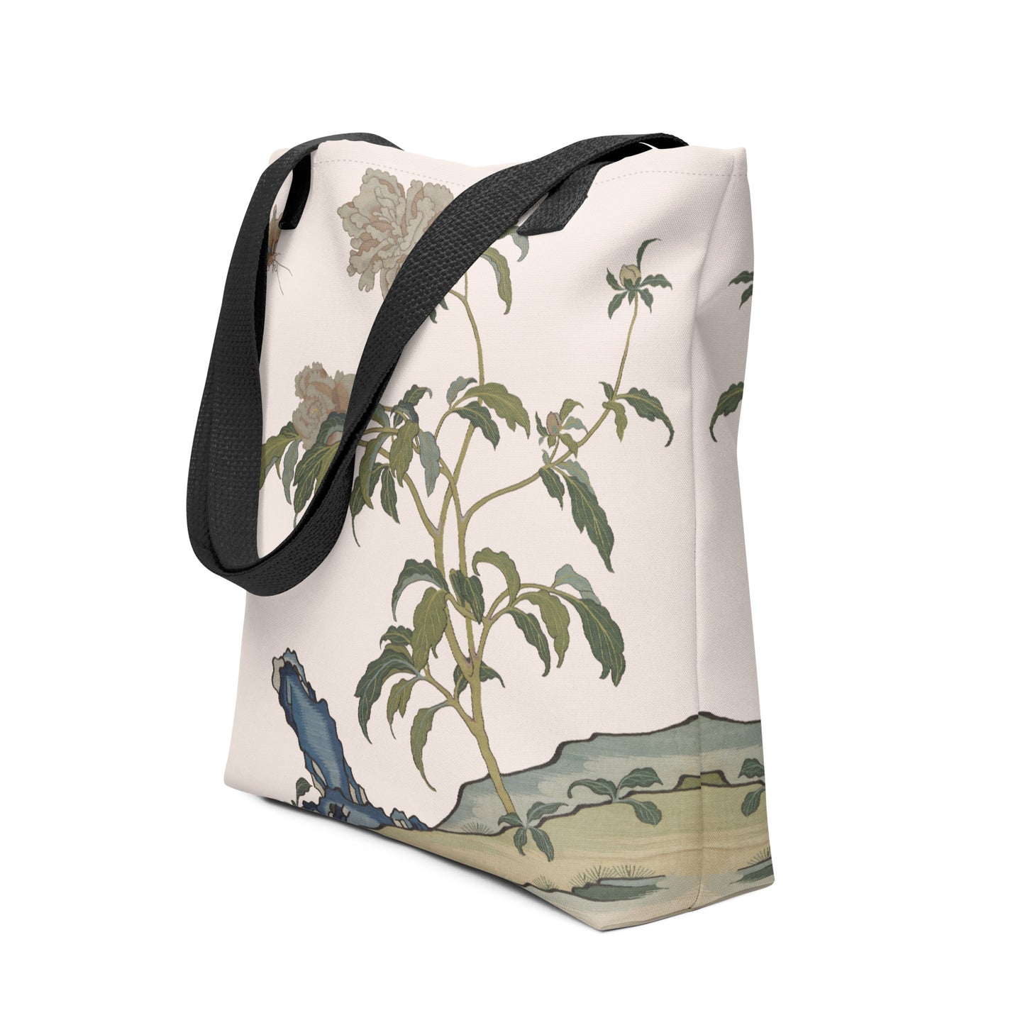 Kesi Flower Album｜Peonies and Butterfly｜Tote bag｜Fish belly white