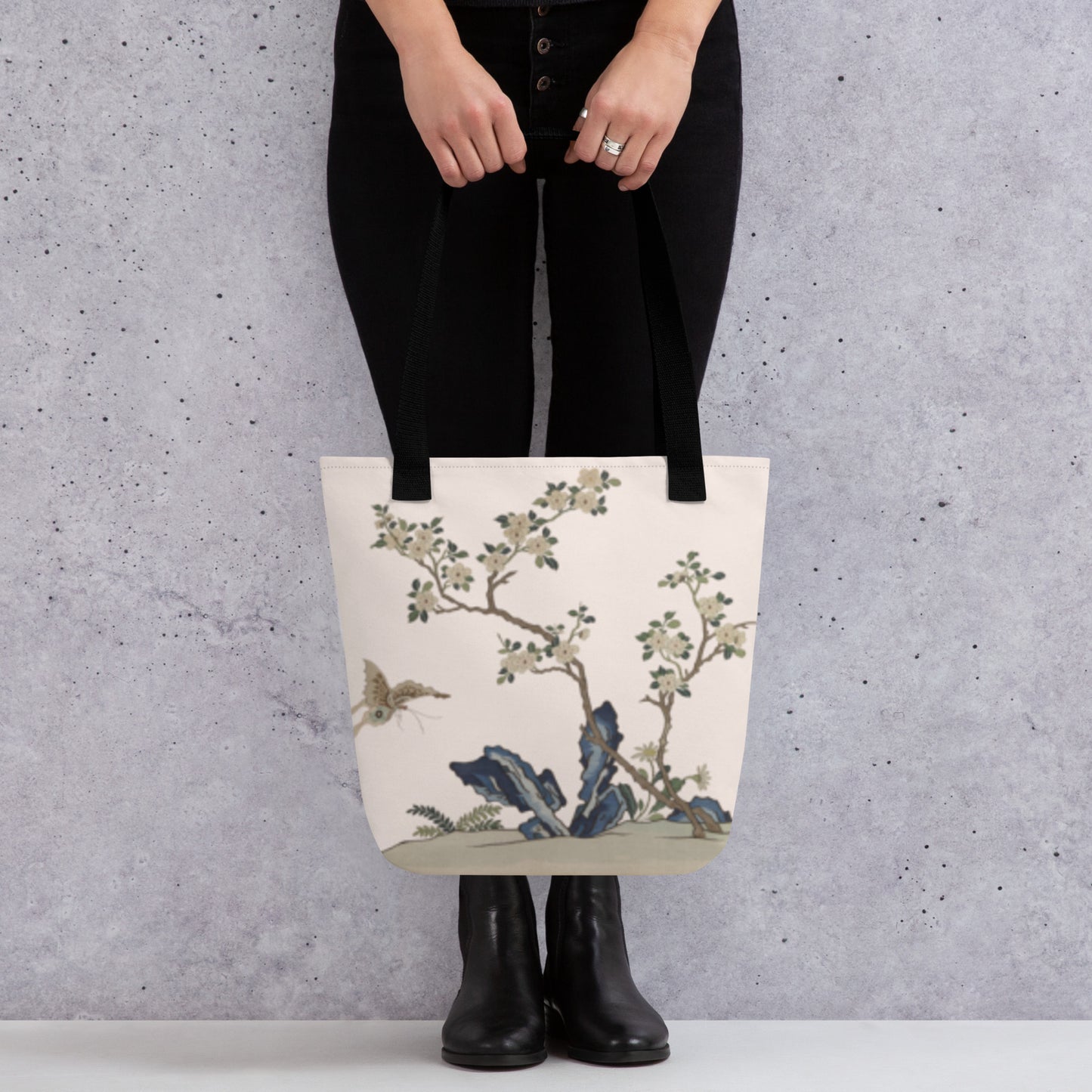 Kesi Flower Album｜Narcissus and Peaches｜Tote bag｜Fish belly white