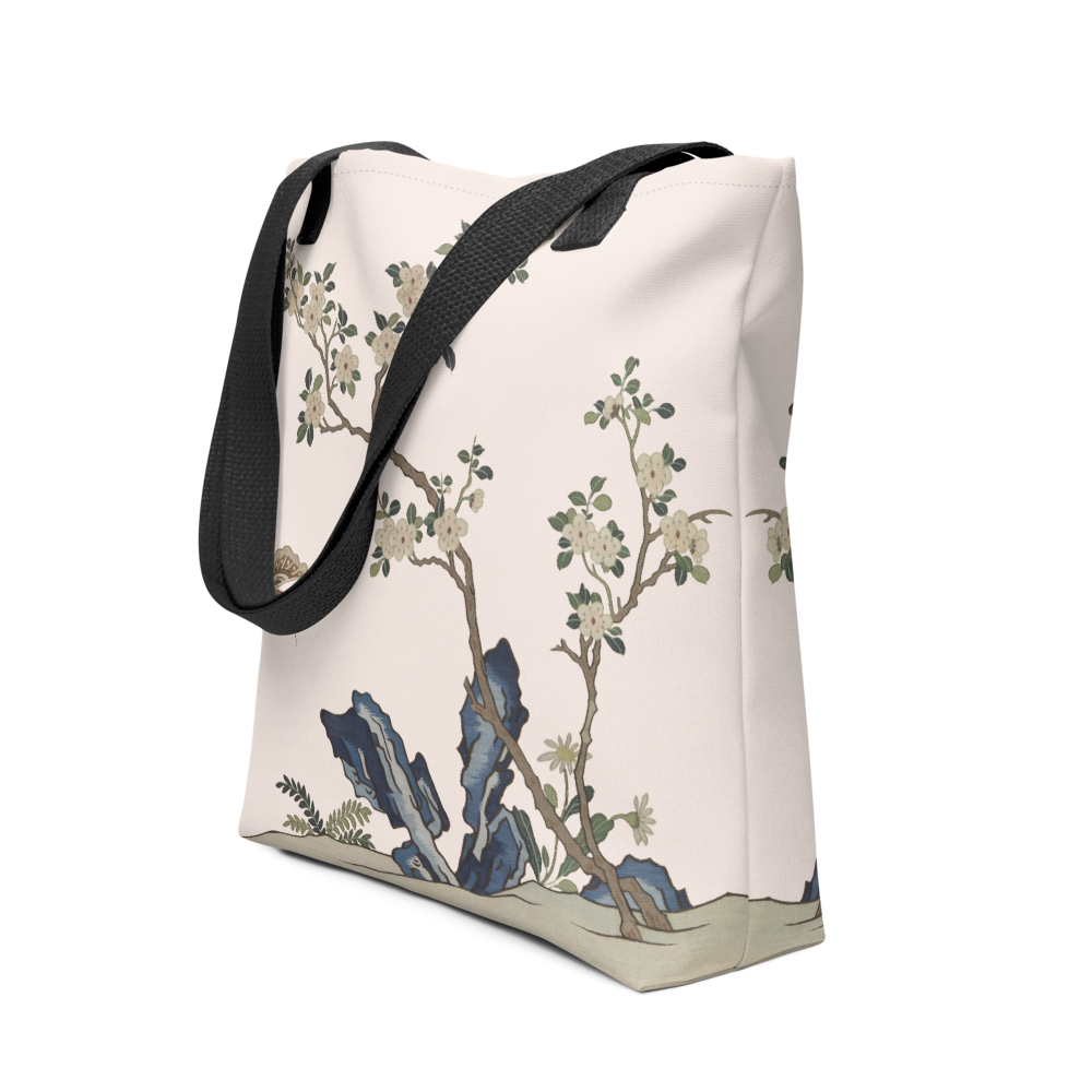 Kesi Flower Album｜White Plum Blossoms and Butterfly｜Tote bag｜Fish belly white