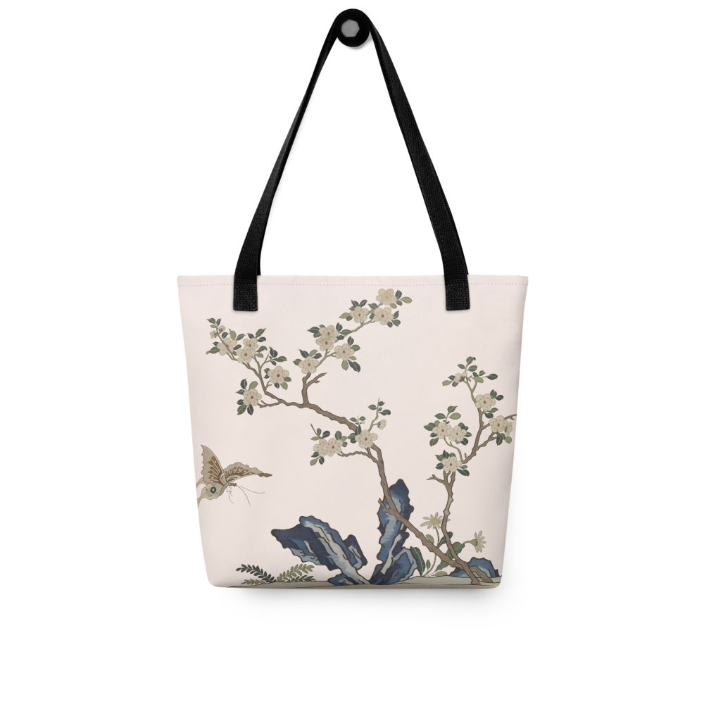 Kesi Flower Album｜White Plum Blossoms and Butterfly｜Tote bag｜Fish belly white