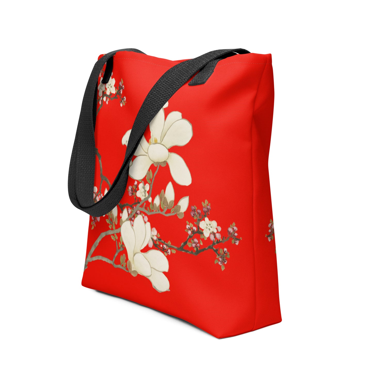 The Spirit of Flowers in Twelve Months｜Apricot and Lily Magnolia in Blossom｜Tote bag｜Garnet red