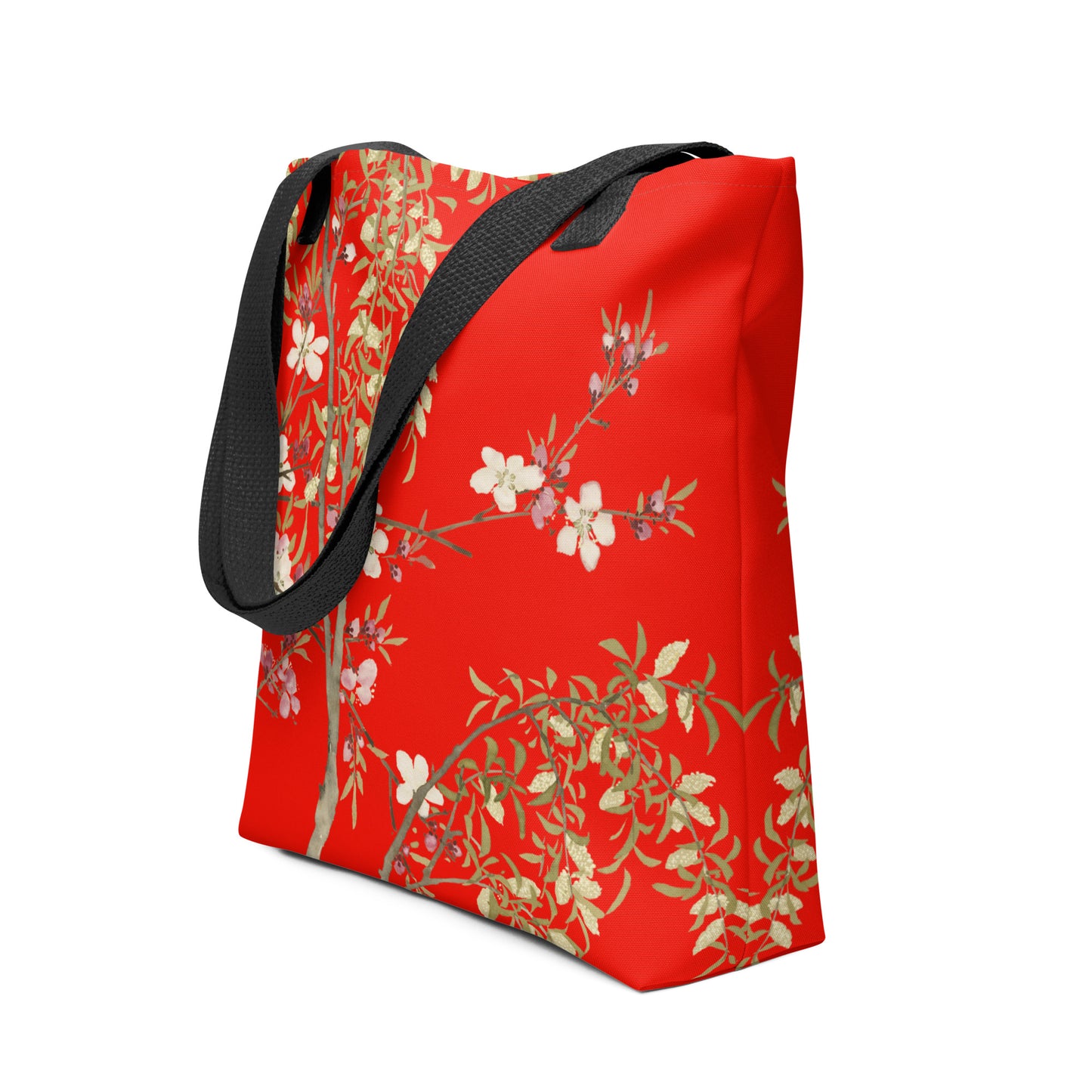 The Spirit of Flowers in Twelve Months｜Willow and Peach Blossom｜Tote bag｜Garnet red