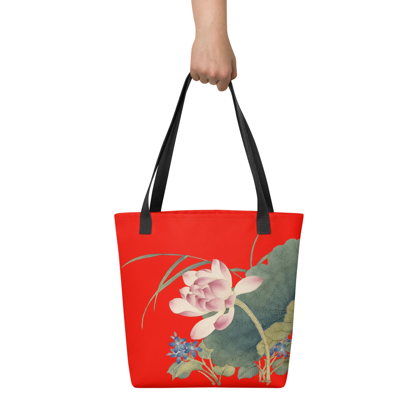 The Spirit of Flowers in Twelve Months｜Lotus in Bloom｜Tote bag｜Garnet red