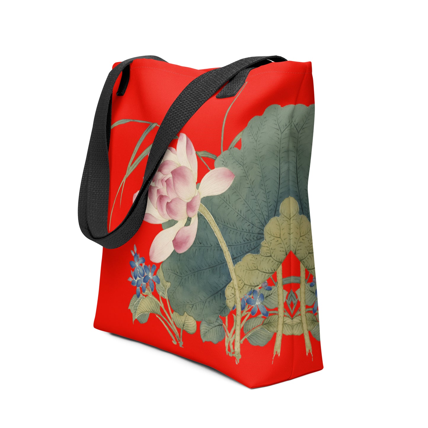 The Spirit of Flowers in Twelve Months｜Lotus in Bloom｜Tote bag｜Garnet red