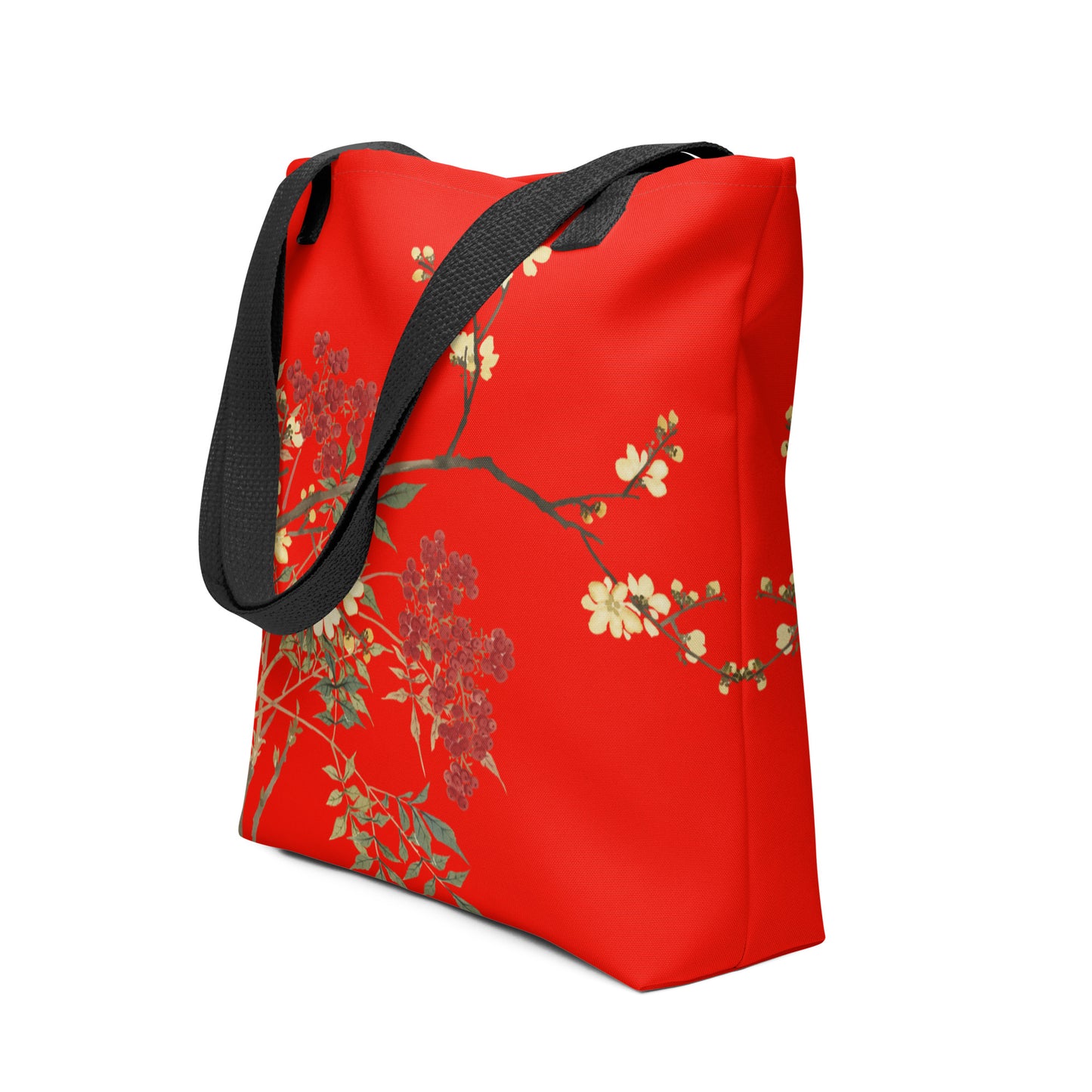 The Spirit of Flowers in Twelve Months｜Blooming Wintersweet and Heavenly Bamboo｜Tote bag｜Garnet red