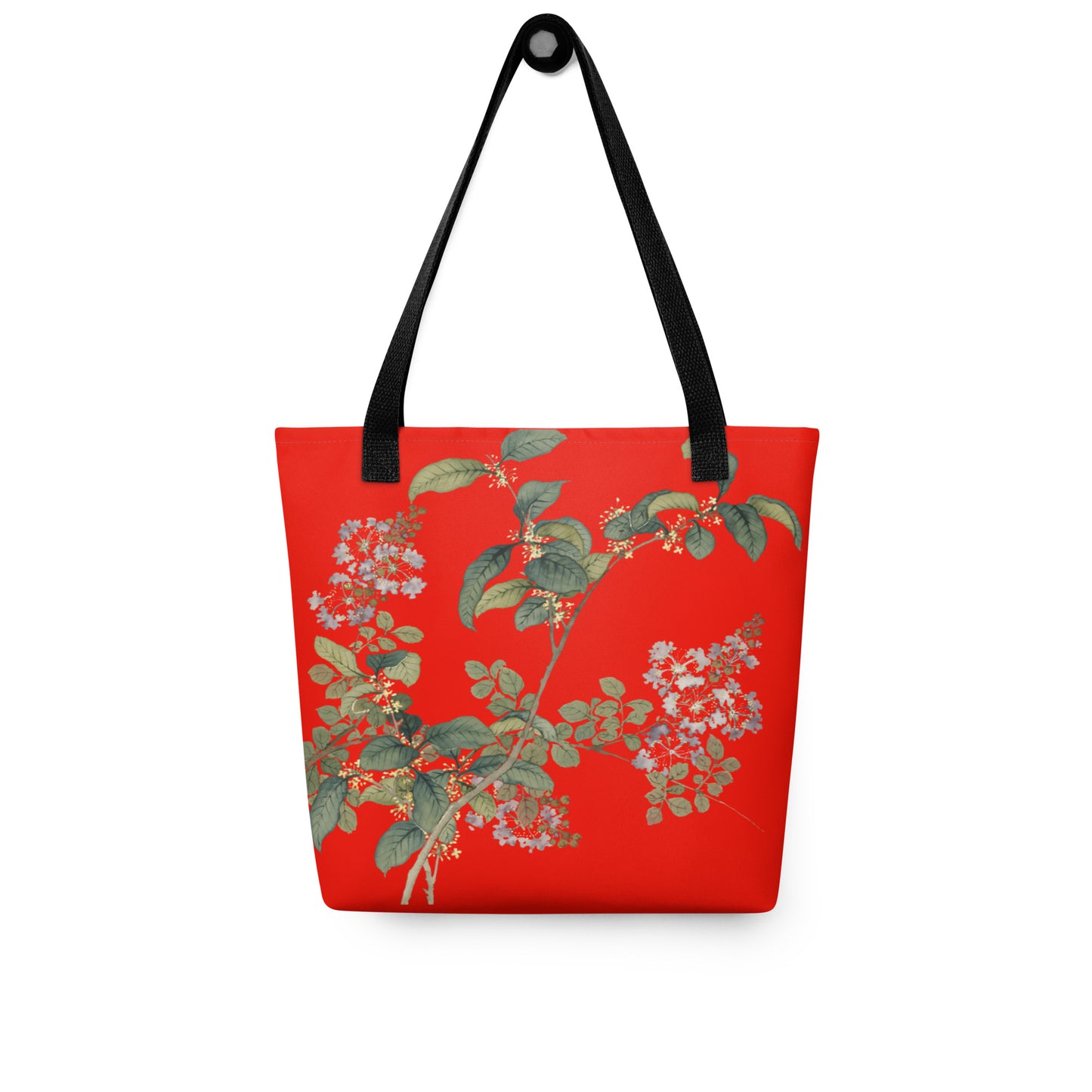 The Spirit of Flowers in Twelve Months｜Osmanthus and Crape Myrtle in Bloom｜Tote bag｜Garnet red