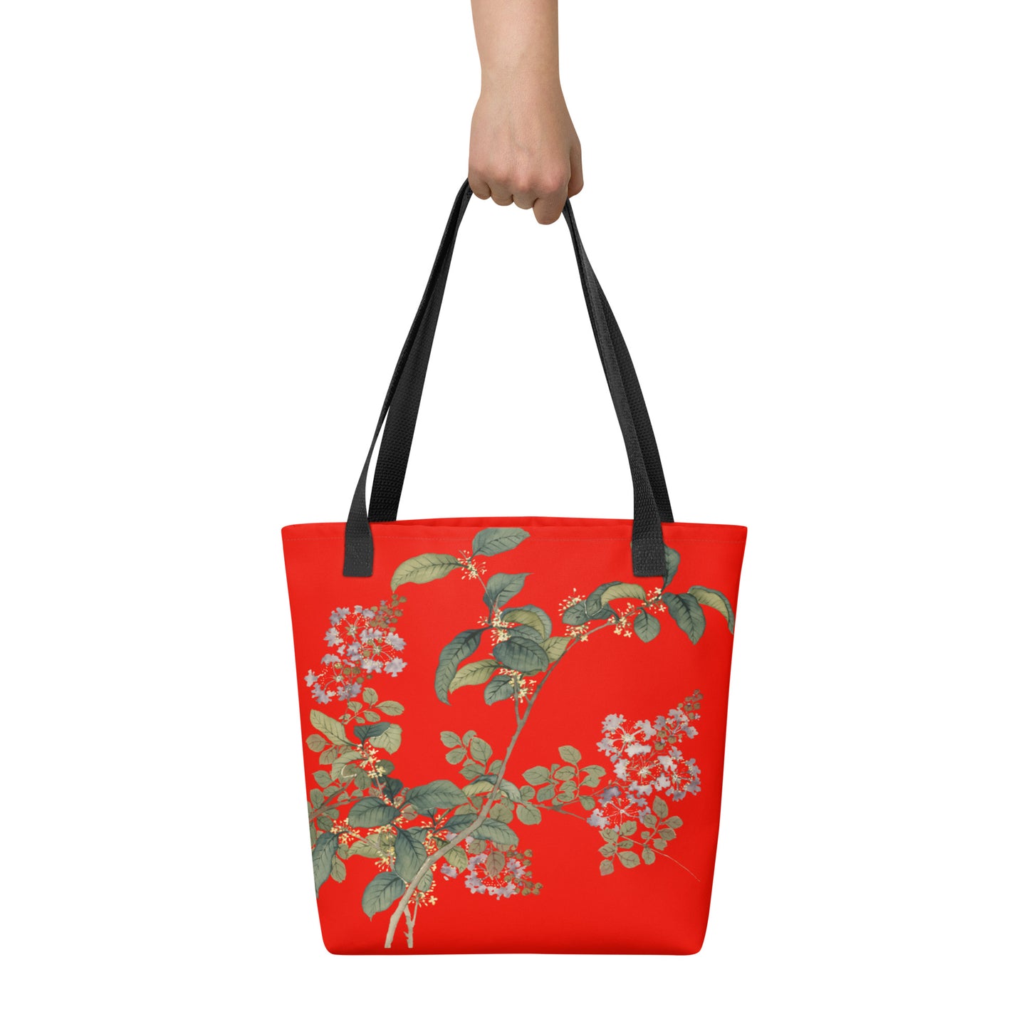 The Spirit of Flowers in Twelve Months｜Osmanthus and Crape Myrtle in Bloom｜Tote bag｜Garnet red