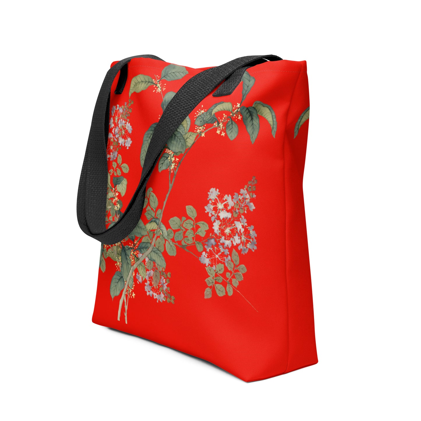 The Spirit of Flowers in Twelve Months｜Osmanthus and Crape Myrtle in Bloom｜Tote bag｜Garnet red