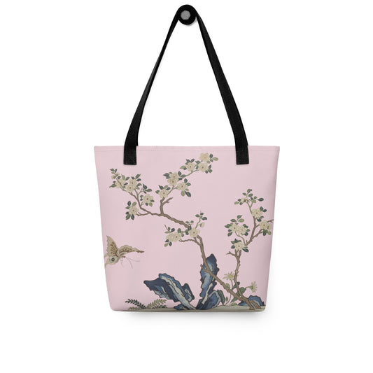 Kesi Flower Album｜White Plum Blossoms and Butterfly｜Tote bag｜Pale pinkish gray