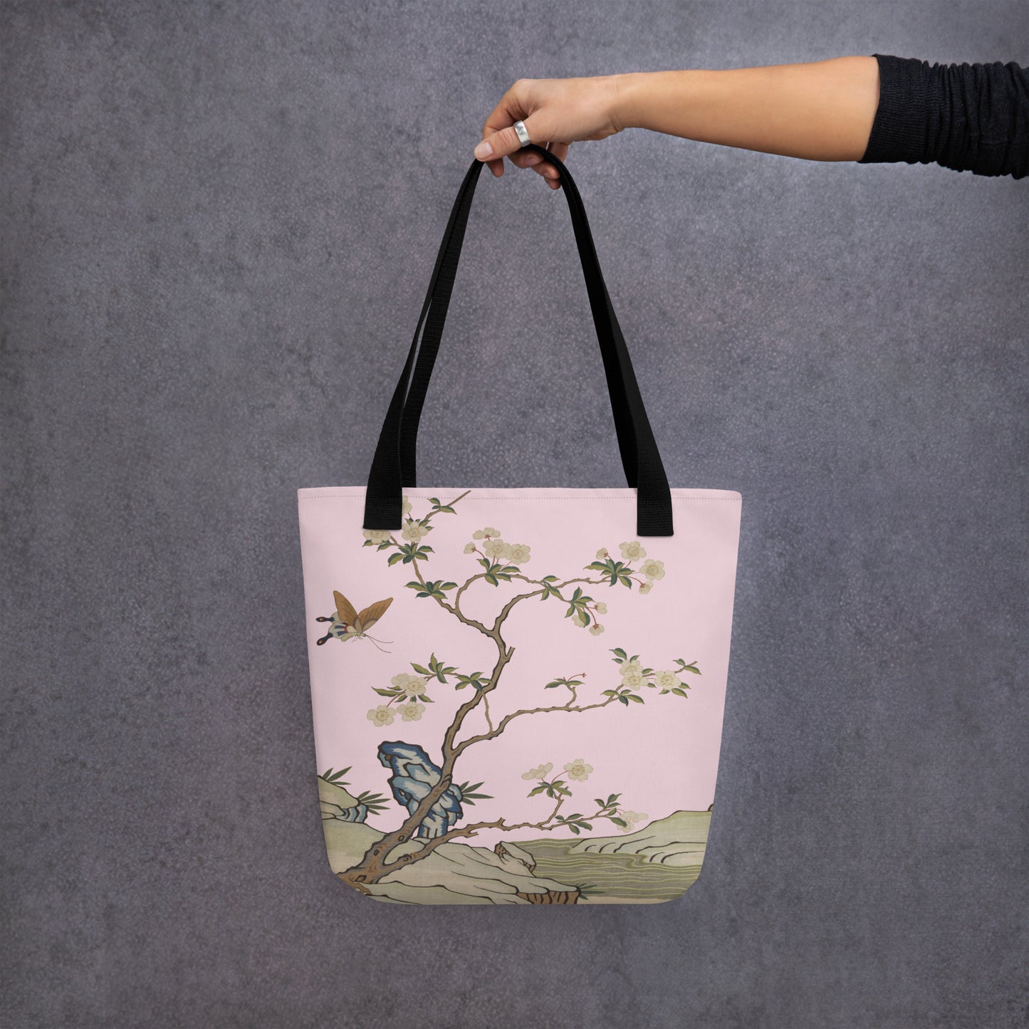 Kesi Flower Album｜Plum Blossoms and Butterfly｜Tote bag｜Pale pinkish gray