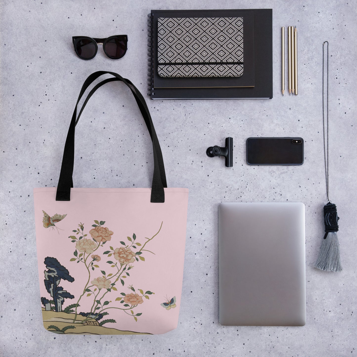 Kesi Flower Album｜Red Roses｜Tote bag｜Pale pinkish gray