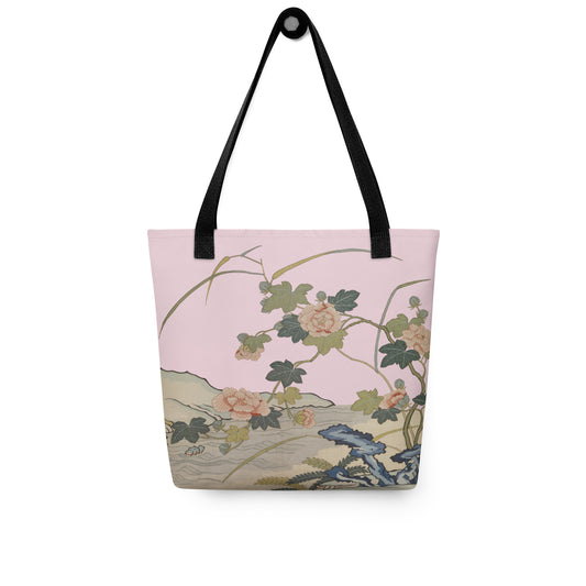 Kesi Flower Album｜Hibiscus by the Water｜Tote bag｜Pale pinkish gray