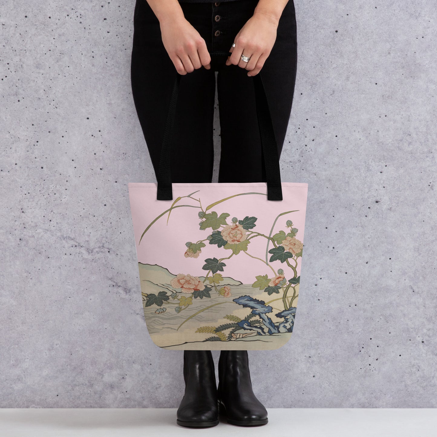 Kesi Flower Album｜Hibiscus by the Water｜Tote bag｜Pale pinkish gray