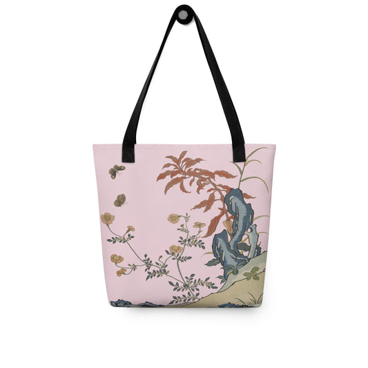 Kesi Flower Album｜Butterflies and Flowers｜Tote bag｜Pale pinkish gray