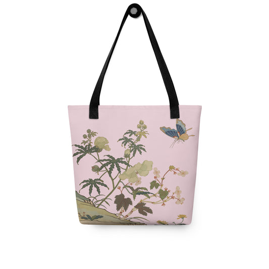 Kesi Flower Album｜Hibiscus and Begonia Blossoms｜Tote bag｜Pale pinkish gray