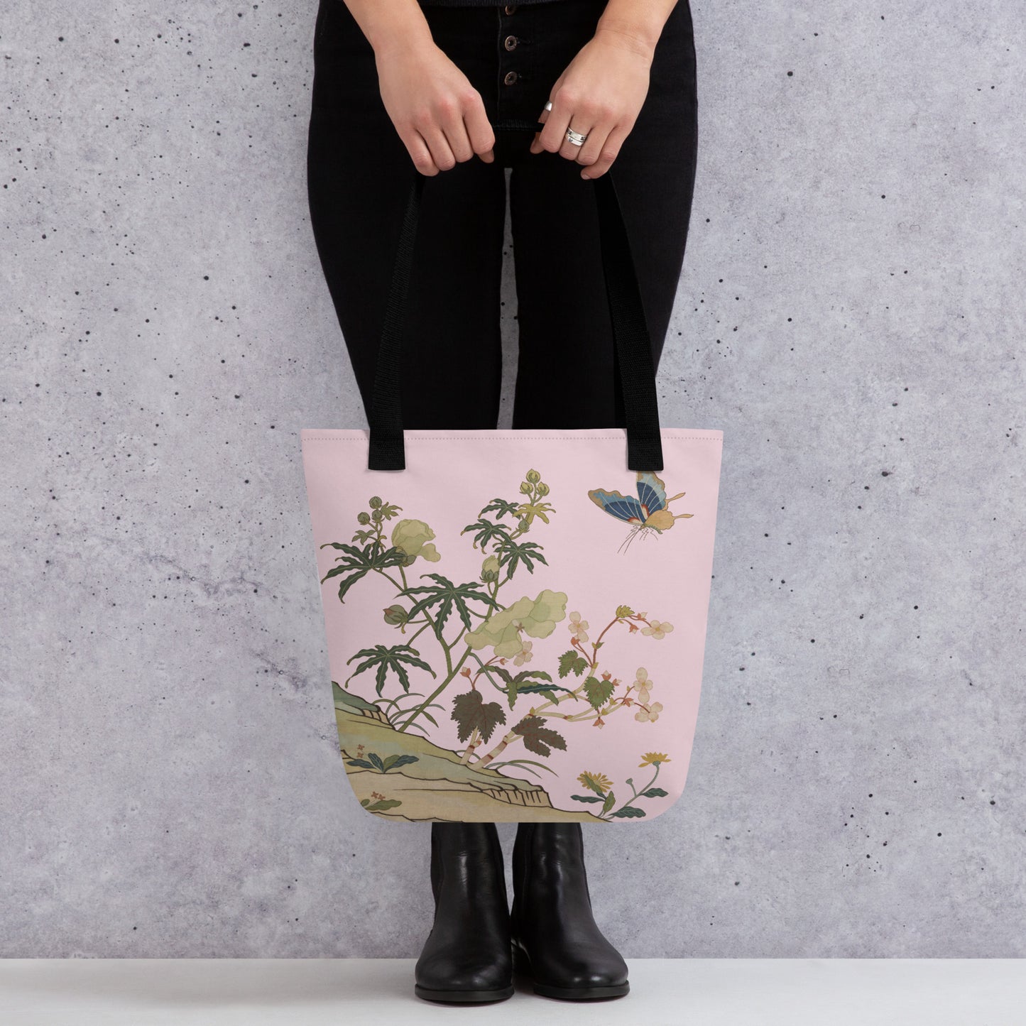 Kesi Flower Album｜Hibiscus and Begonia Blossoms｜Tote bag｜Pale pinkish gray