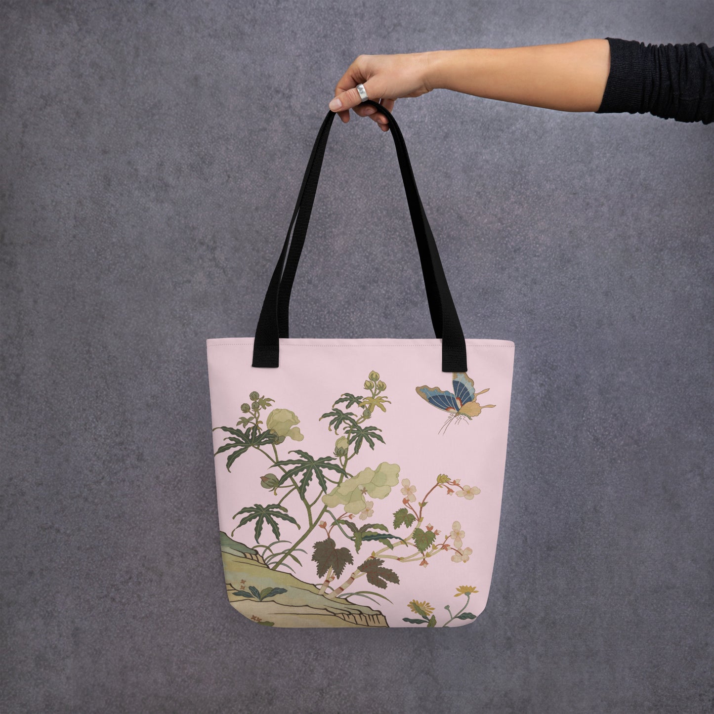 Kesi Flower Album｜Hibiscus and Begonia Blossoms｜Tote bag｜Pale pinkish gray