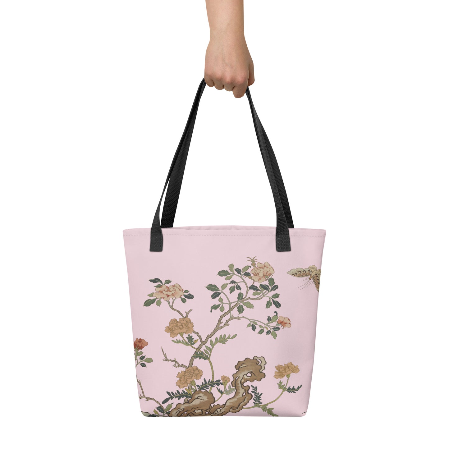 Kesi Flower Album｜Camellia and Butterfly｜Tote bag｜Pale pinkish gray