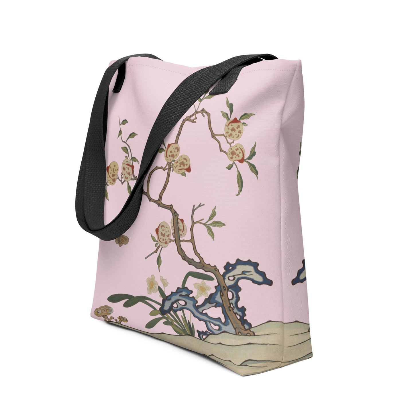 Kesi Flower Album｜Narcissus and Peaches｜Tote bag｜Pale pinkish gray