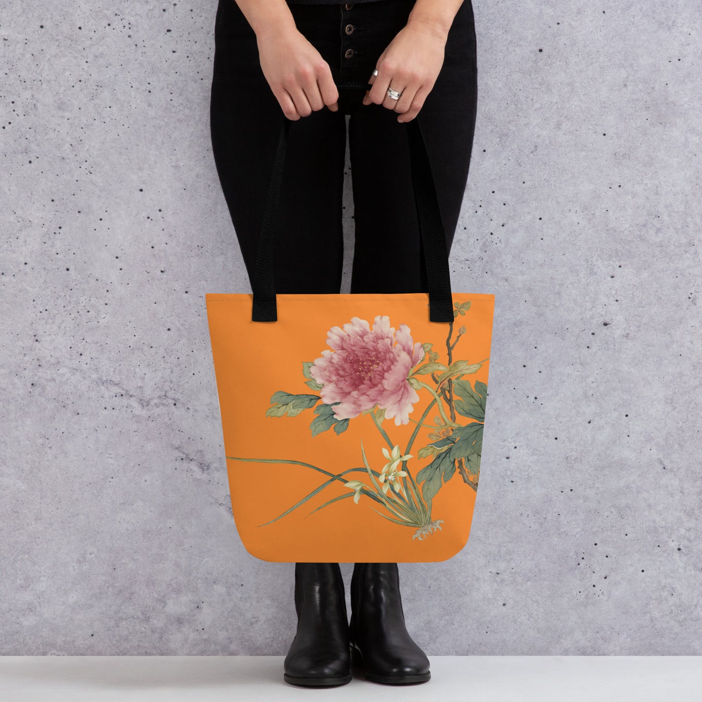 The Spirit of Flowers in Twelve Months｜Orchid and Tree Peony in Bloom｜Tote bag｜Orange