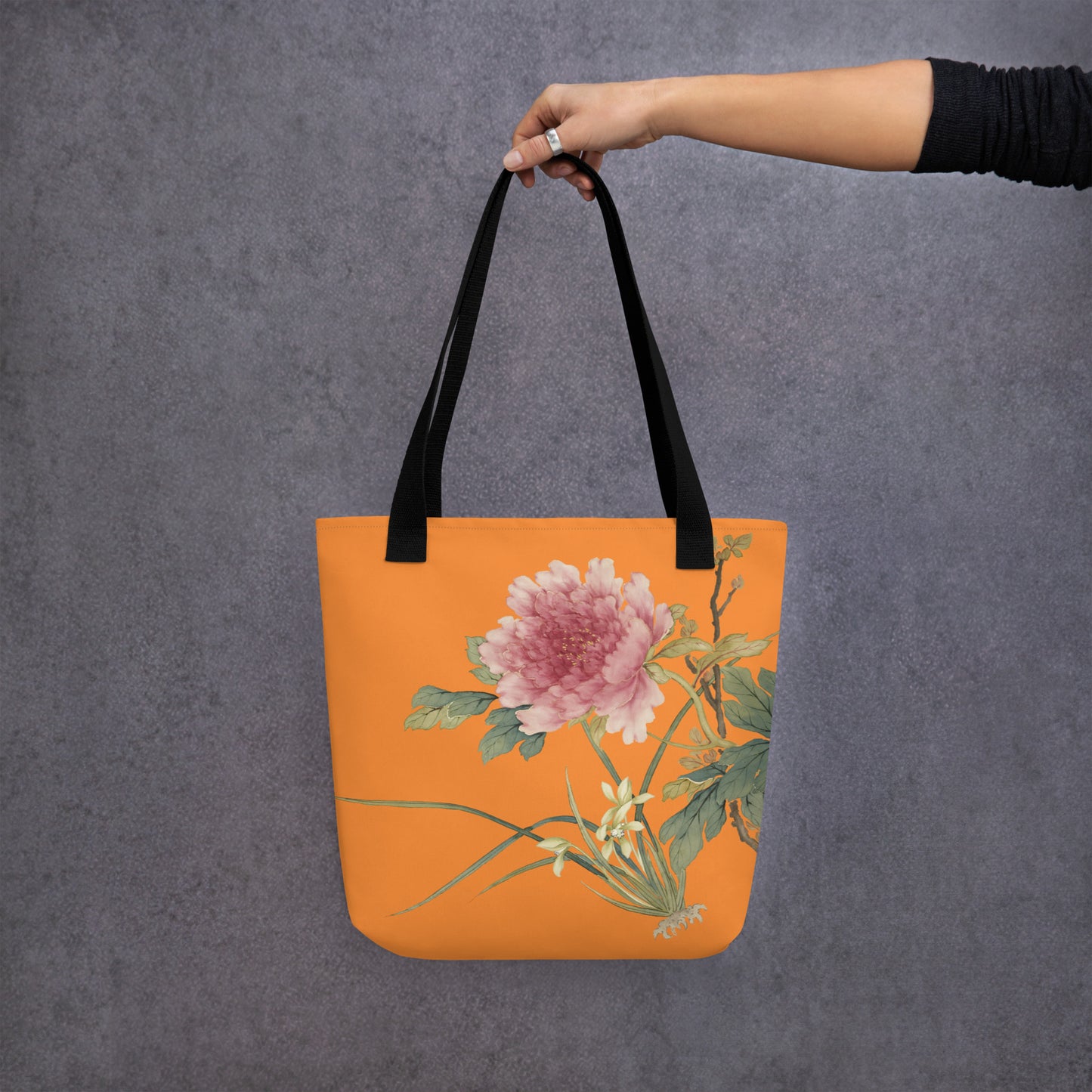 The Spirit of Flowers in Twelve Months｜Orchid and Tree Peony in Bloom｜Tote bag｜Orange