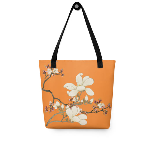 The Spirit of Flowers in Twelve Months｜Apricot and Lily Magnolia in Blossom｜Tote bag｜Orange