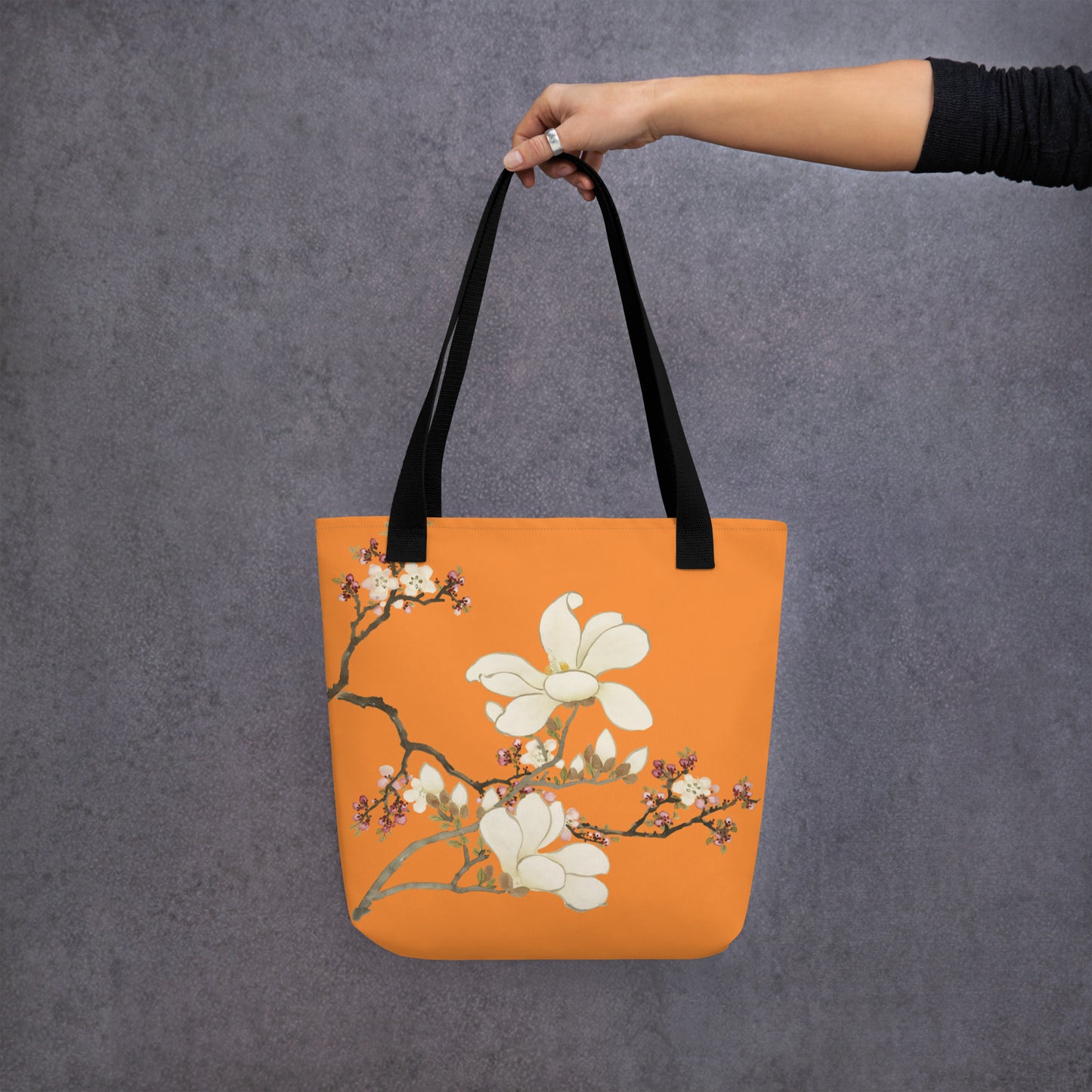 The Spirit of Flowers in Twelve Months｜Apricot and Lily Magnolia in Blossom｜Tote bag｜Orange