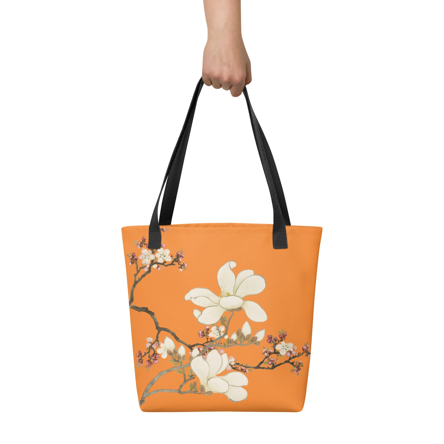 The Spirit of Flowers in Twelve Months｜Apricot and Lily Magnolia in Blossom｜Tote bag｜Orange