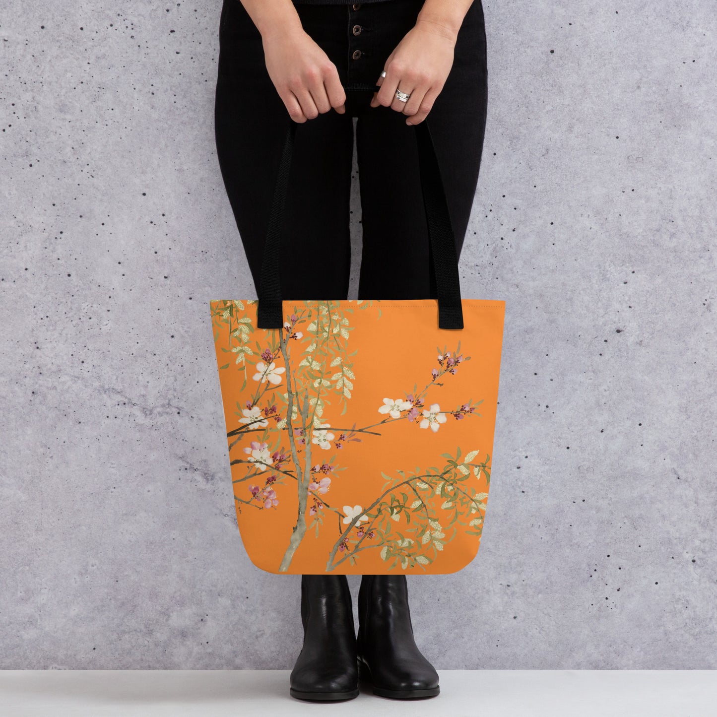 The Spirit of Flowers in Twelve Months｜Willow and Peach Blossom｜Tote bag｜Orange