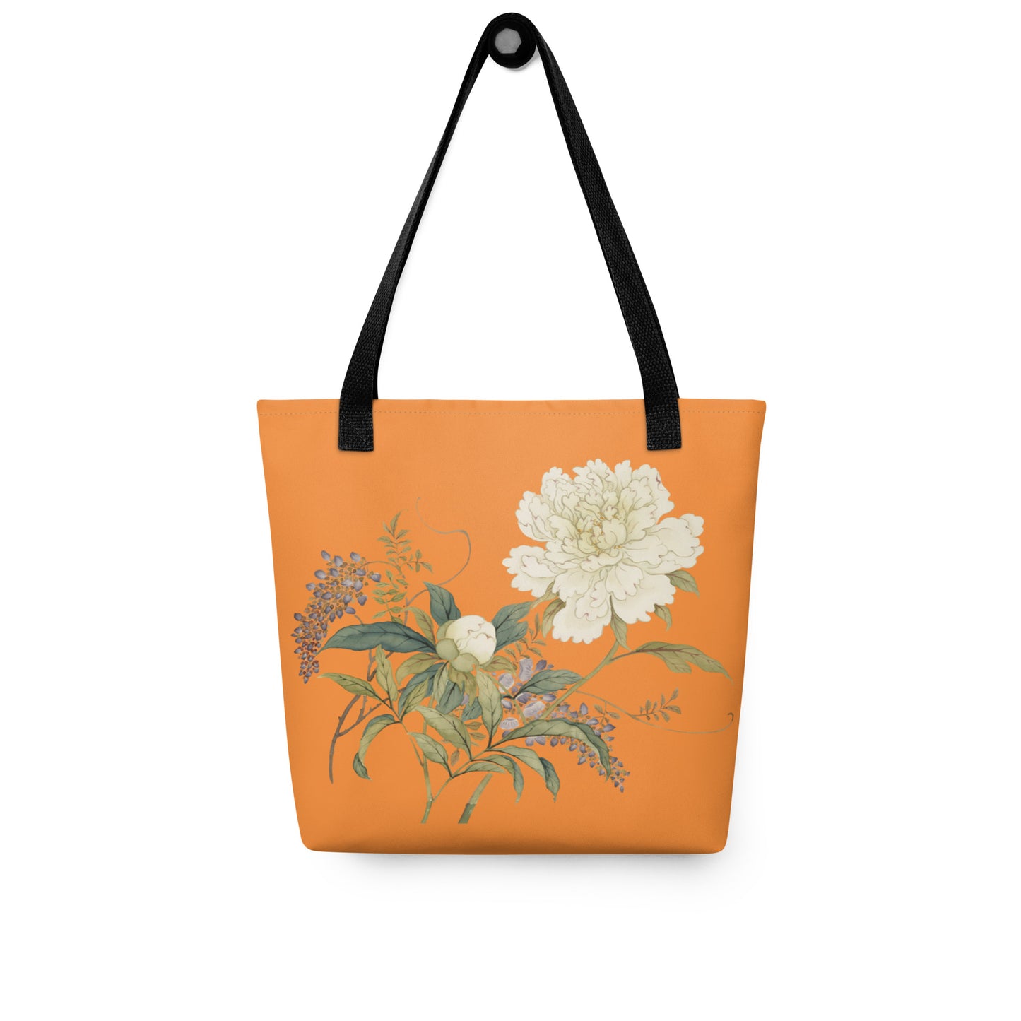 The Spirit of Flowers in Twelve Months｜Chinese Peony and Wisteria in Bloom｜Tote bag｜Orange