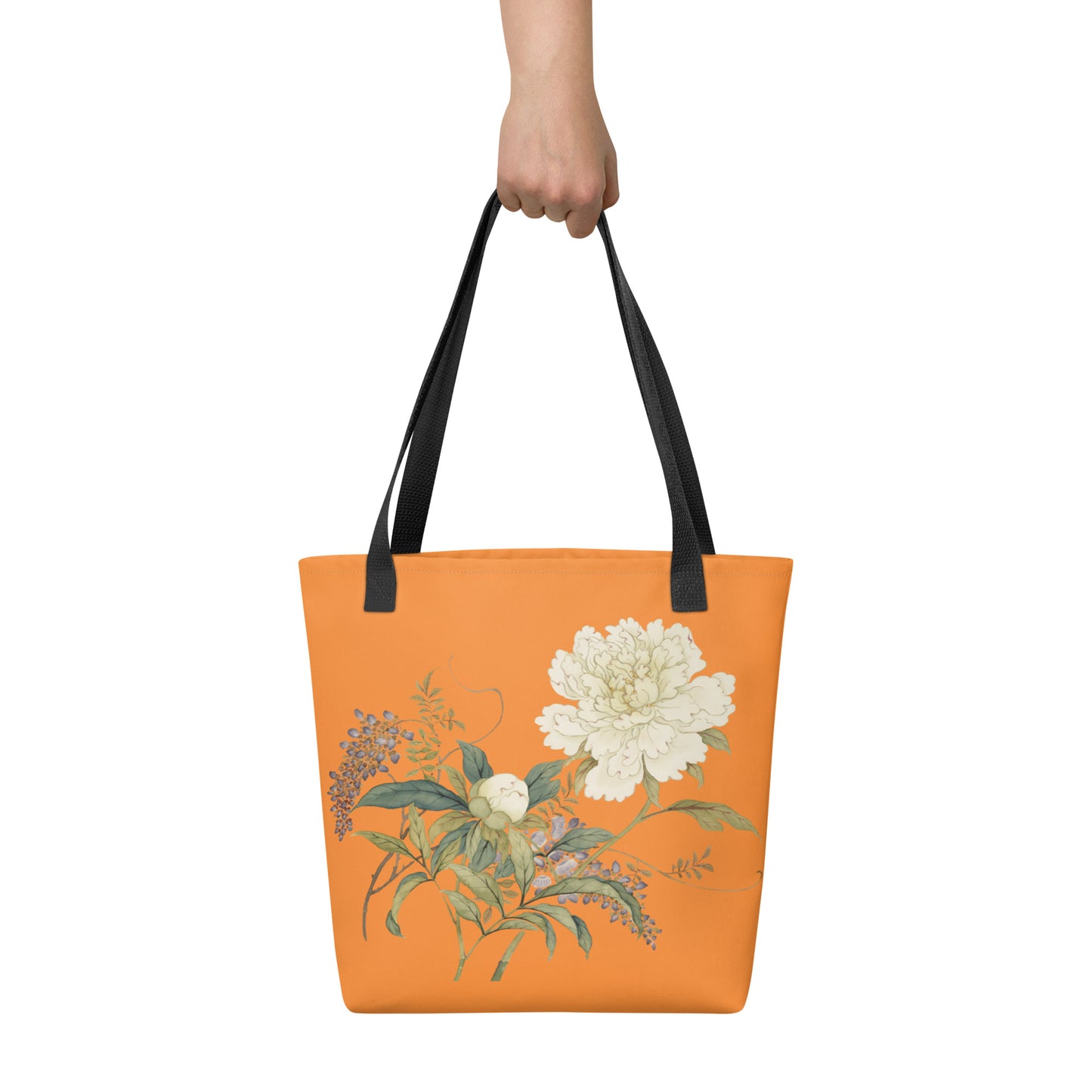 The Spirit of Flowers in Twelve Months｜Chinese Peony and Wisteria in Bloom｜Tote bag｜Orange