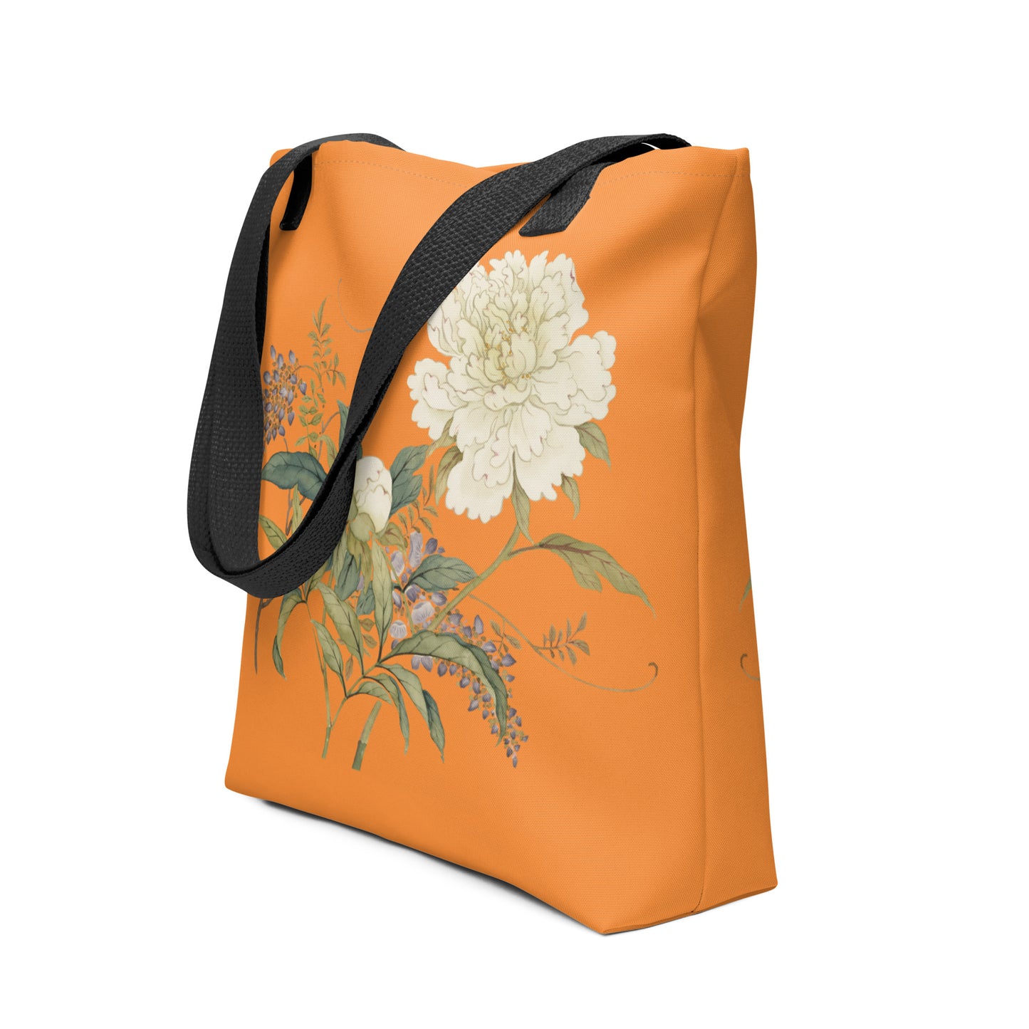 The Spirit of Flowers in Twelve Months｜Chinese Peony and Wisteria in Bloom｜Tote bag｜Orange