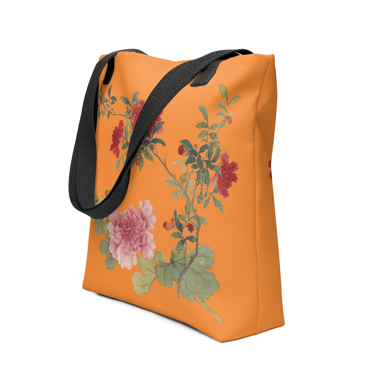 The Spirit of Flowers in Twelve Months｜Hollyhock and Pomegranate in Bloom｜Tote bag｜Orange