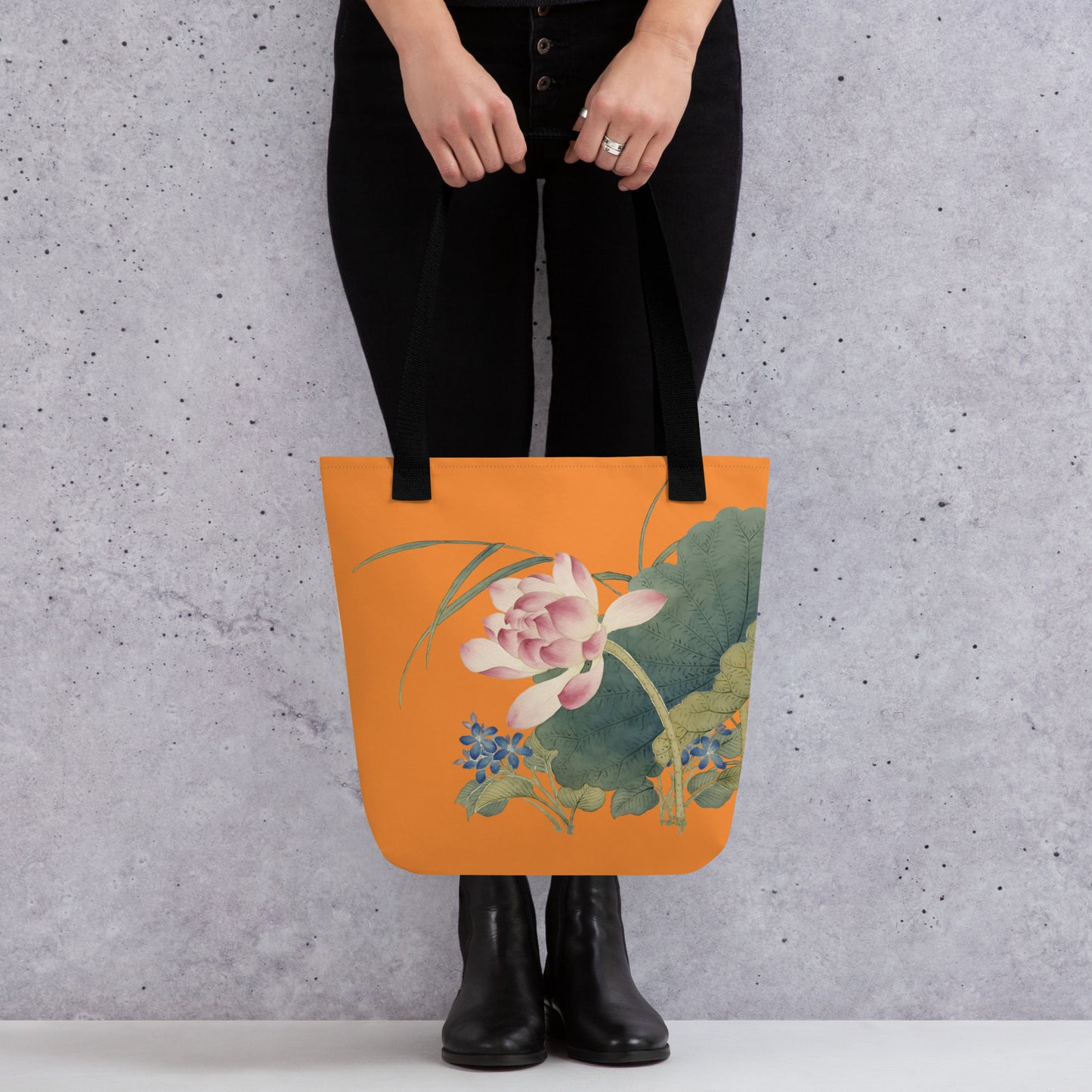 The Spirit of Flowers in Twelve Months｜Lotus in Bloom｜Tote bag｜Orange