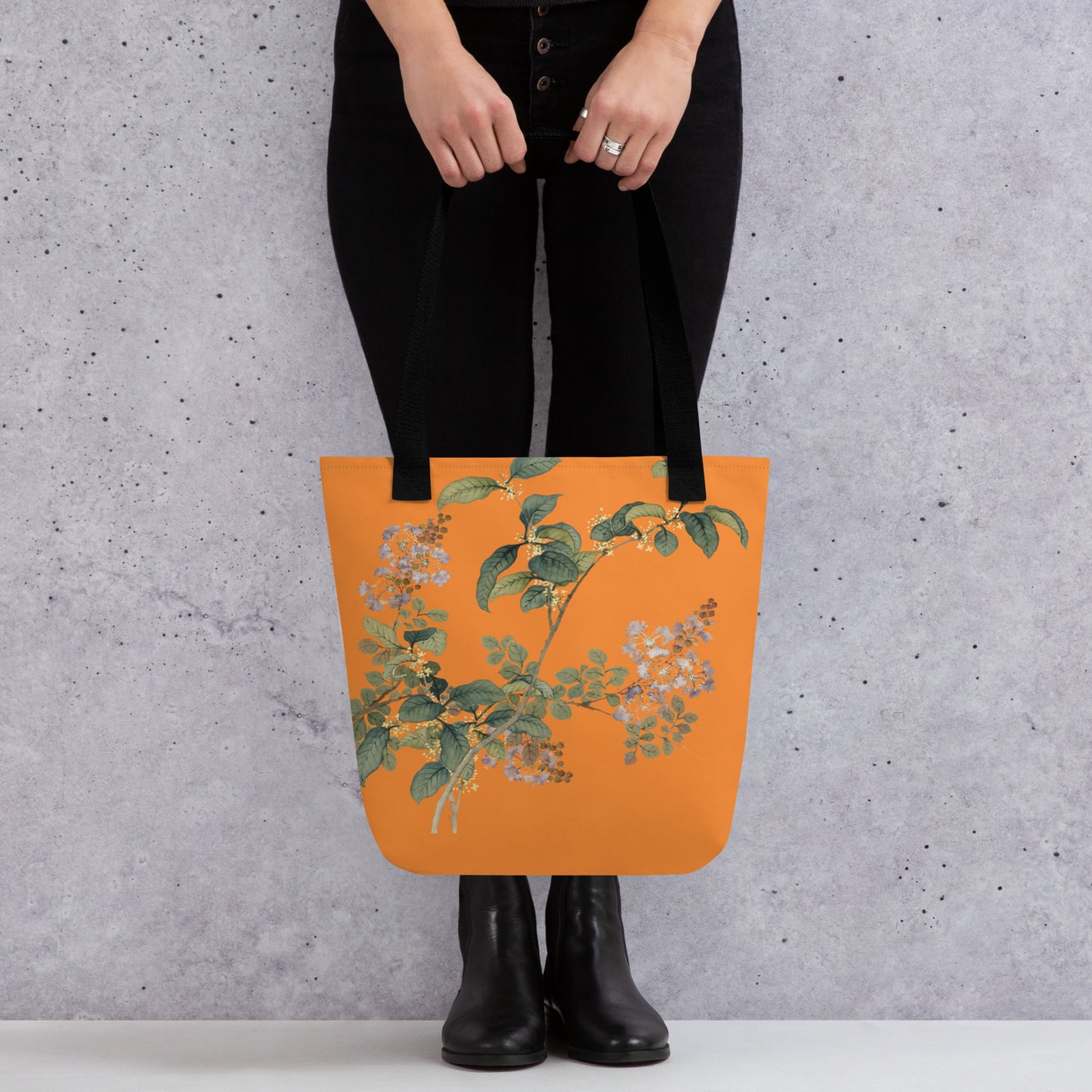 The Spirit of Flowers in Twelve Months｜Osmanthus and Crape Myrtle in Bloom｜Tote bag｜Orange